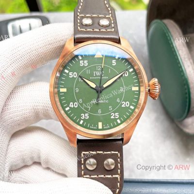 Best Replica IWC Big Pilot's TOP GUN Spitfire Green Dial Rose Gold Watches 43mm